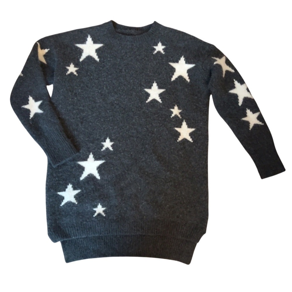 Super Soft Luxurious Cashmere Sweater Stars Grey Celestial : SZ: 36 EU US 4 or S